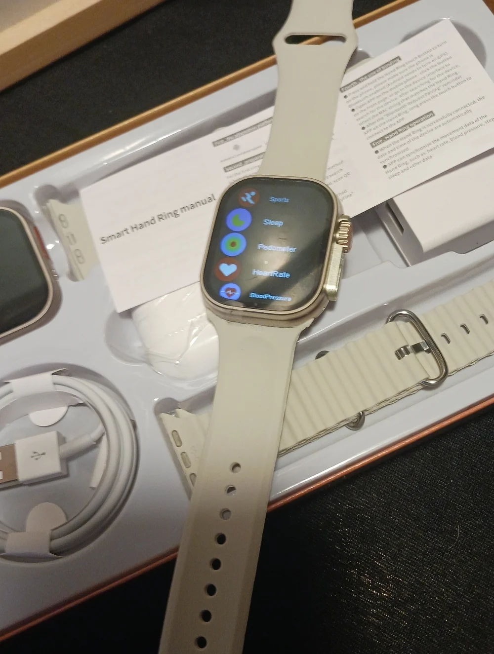 Smartwatch with Light Grey Band and Gold Case - X9 Series